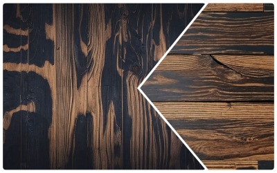 Sammlung von 2 alten dunklen Holzstruktur-Hintergrundoberflächen