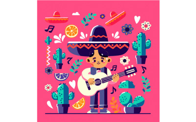 Elle Çizilmiş Cinco de Mayo İllüstrasyon