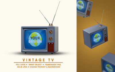 Vintage TV Mockup I gemakkelijk bewerkbaar