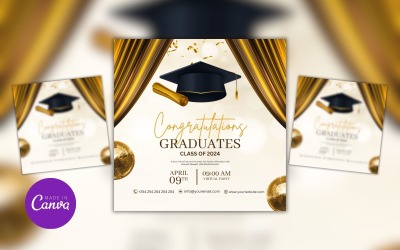 Modello di disegno di biglietto di congratulazioni per la laurea