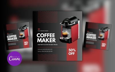Modello di progettazione vendita offerta macchina per il caffè Post su Instagram