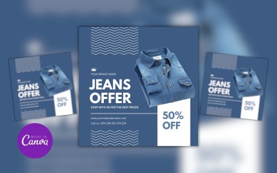 Modelo de design de venda de oferta com desconto em jeans
