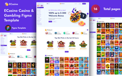 ECasino - szablon Figma dotyczący kasyna i hazardu