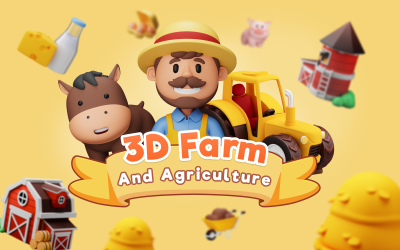 Farmy - Conjunto de iconos 3D de granja y agricultura