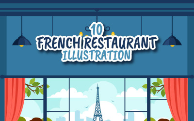10 Illustration för fransk matrestaurang