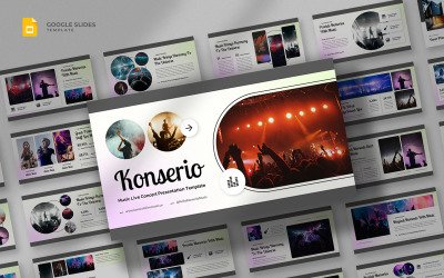 Konserio — szablon prezentacji Google dotyczący koncertów muzycznych