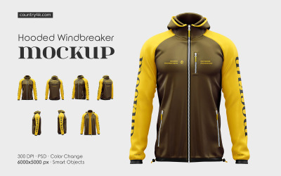 Windjacke-Mockup-Set mit Kapuze