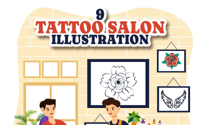 9 Ilustração de salão de tatuagem