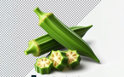 Lady’s finger Fresh Vegetable Transparent background 01