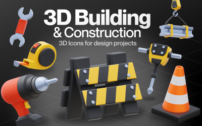 Budownictwo - zestaw ikon 3D budownictwa i budownictwa