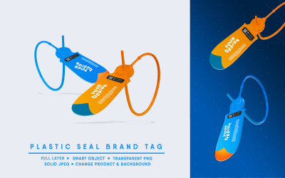 Makieta tagu marki z plastikową pieczęcią I łatwa do edycji