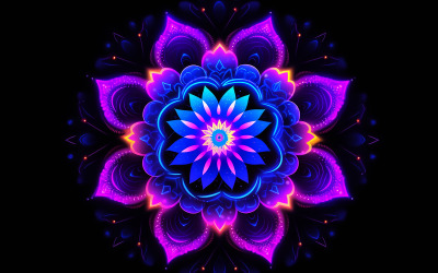 Blume mit Neonlicht_Neonblume_Neonblumenmandala_Neonblumenornament