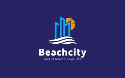 Modelo de design de logotipo de cidade de praia