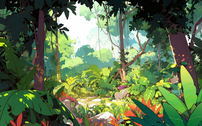 Tropischer Dschungelhintergrund_grüne Regenwaldhintergrundkunstbilder_Regenwalddschungelhintergrund