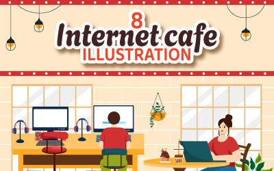 8 Internetcafé-illustratie