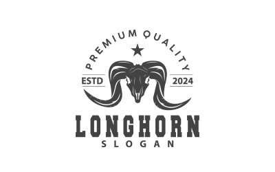 Design del logo animale Longhorn Vintage V7