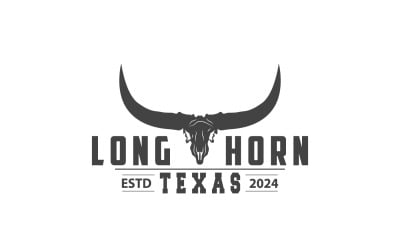 Дизайн логотипа Longhorn Animal Vintage V11