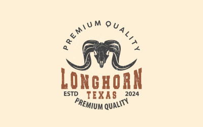 Дизайн логотипа Longhorn Animal Vintage V6