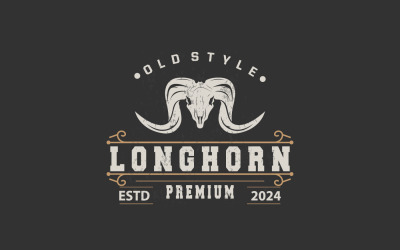 Longhorn dier logo ontwerp Vintage V5