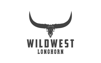 Longhorn Hayvan Logo Tasarımı Vintage V13