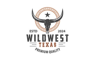 Projekt logo zwierząt Longhorn Vintage V15