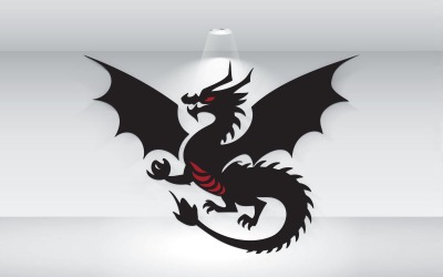 Modèle de logo de silhouette de dragon vectoriel