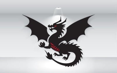 Vettore del modello del logo della silhouette del drago