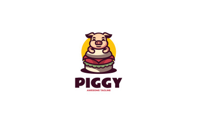 Logotipo dos desenhos animados da mascote do hambúrguer Piggy