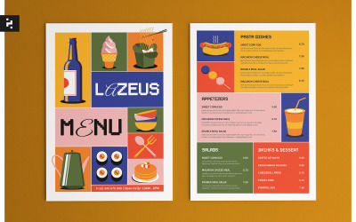 Retro barevné jídlo šablona menu