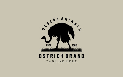 Design de logotipo de avestruz ilustração animal do deserto V16