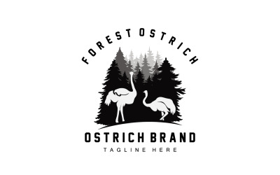 Design del logo dello struzzo Illustrazione degli animali del deserto V10
