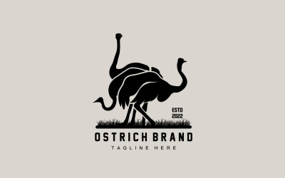 Struisvogel Logo Ontwerp Woestijn Dierlijke Illustratie V8