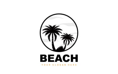 Design estivo da spiaggia con logo della palmaV9