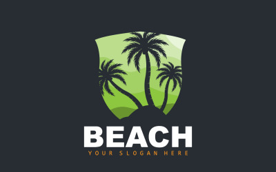 Diseño De Verano De Playa Con Logo De PalmeraV23