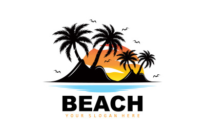 Palm Tree Logo Beach Summer DesignV18