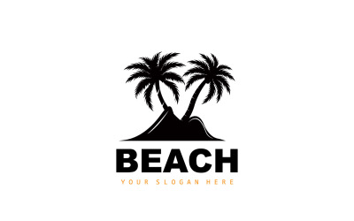 Palmiye Ağacı Logosu Plaj Yaz TasarımıV11