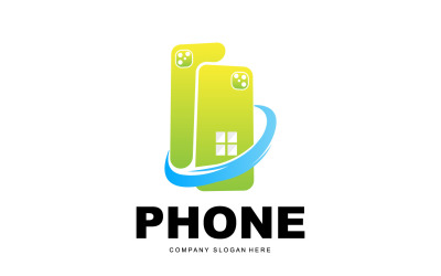 Design de telefone moderno vetorial de logotipo de smartphoneV7