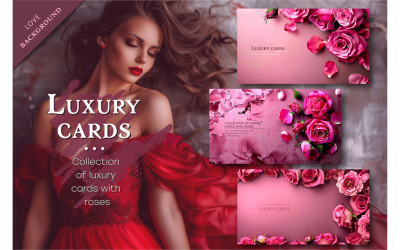 Luksusowe karty z różami. Kartka z życzeniami.