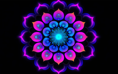 Neon-Mandala-Kunst_Neon-Blumenornament-Hintergrund