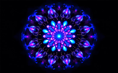Ornement art_floral mandala néon avec fleur néon light_neon ornament_neon
