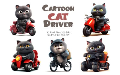 Autista di gatti dei cartoni animati. Adesivo per maglietta.