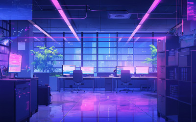 Blank neon office background
