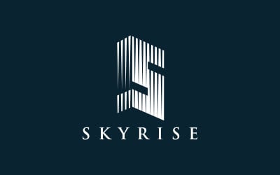 Letra S Skyrise Diseño de logotipo inmobiliario de edificio lujoso