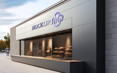 Logo mockup facade sign template