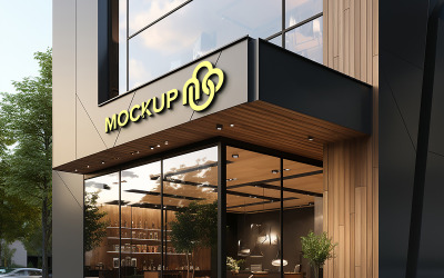 Modello di mockup del logo frontale del negozio 3D