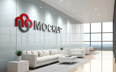 Office waiting room logo mockup