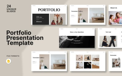 Plantilla de presentación de diapositivas de Google del portafolio dorado