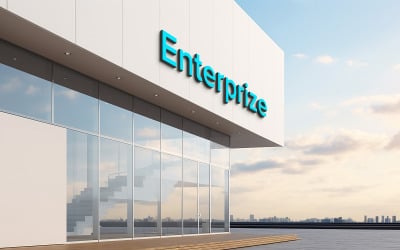 Front view 3d logo mockup building