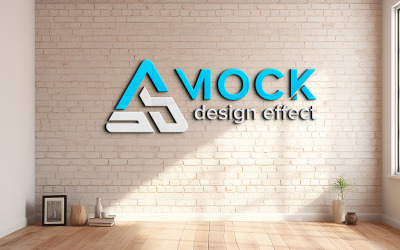 Mockup di logo 3d da parete per ufficio interno con finestra alba