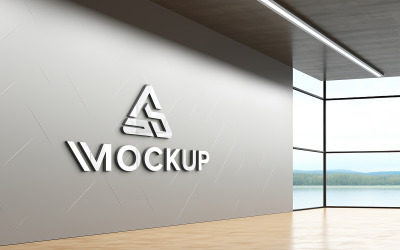 Mockup logo da parete per ufficio psd per interni